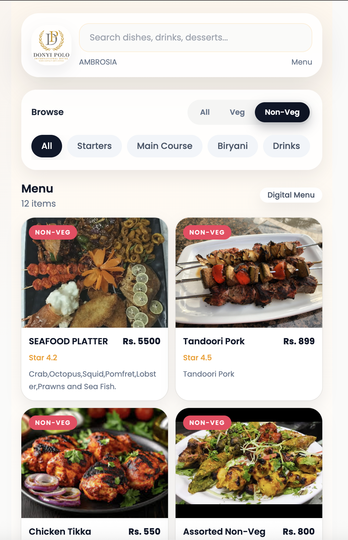 Restaurant Admin Dashboard Panel